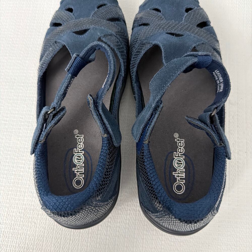 Orthofeet Shoes Women’s 5.5 X-Wide Juno Blue Mary Jane Comfort Suede - Picture 4 of 9